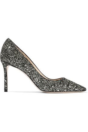 Romy 85 glittered leather pumps