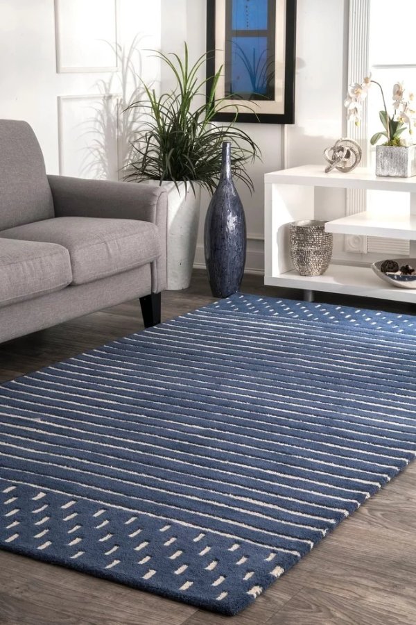 Stripes Area Rug, Navy - Contemporary - Area Rugs - by nuLOOM