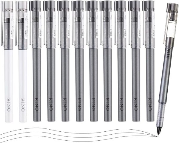 12 Pcs Liquid Rollerball Pens Ultra Fine Point Pens with Black Ink, 0.5mm Vantage Pens Smooth Writing for Note Taking, Office School Supplies Gifts Student Women Men