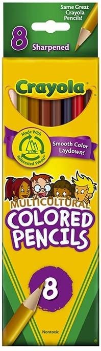 Multicultural Colored Pencils, 8 Assorted Skin Tone Colors