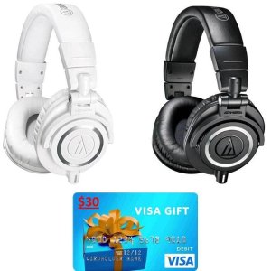 Audio-Technica ATH-M50X Professional Studio Headphones and $30 Visa Gift Card