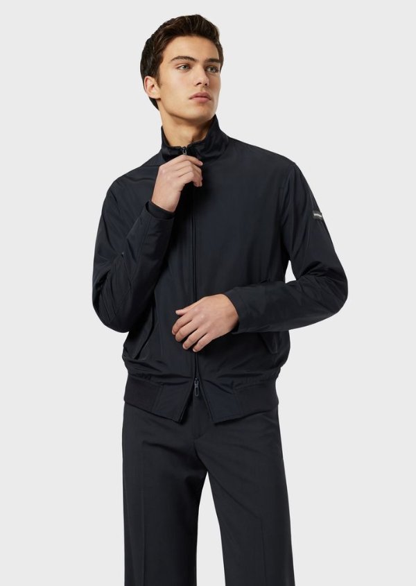 Bomber Jacket With Logo On The Inside Of The Collar for Men | Emporio Armani