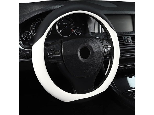 TAPHA Microfiber Leather Universal Fit Car Steering Wheel Cover, Elastic Nonslip Breathable and Odorless