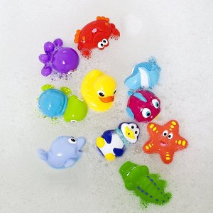 Nuby 10-Pack Little Squirts Fun Bath Toys, Assorted Characters