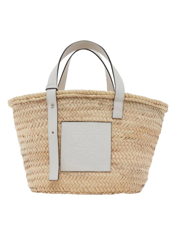 White And Natural Basket Bag