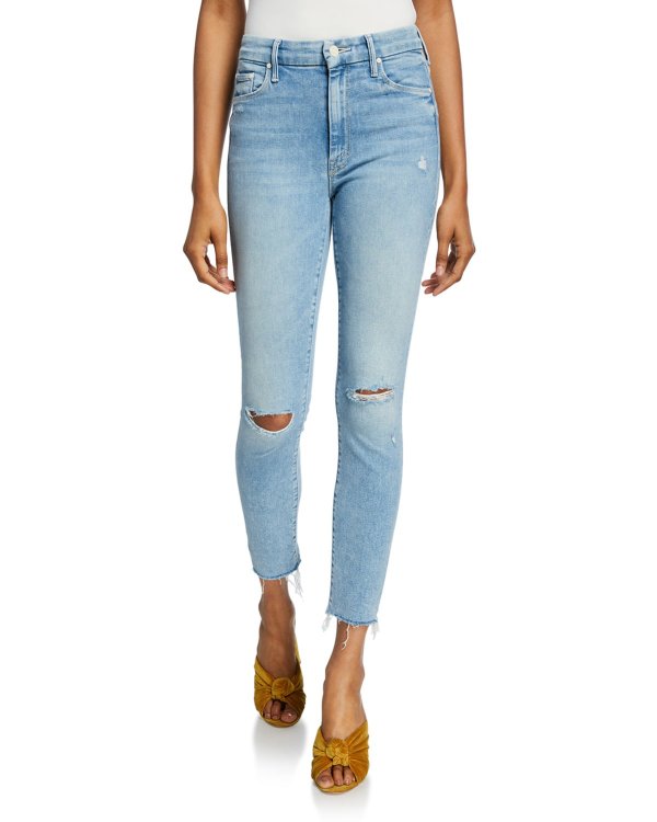 Looker High-Waist Frayed Ankle Skinny Jeans