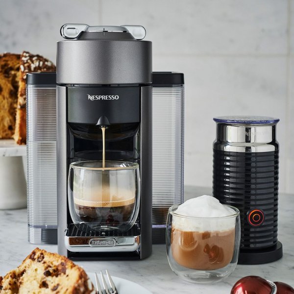 Nespresso Evoluo Deluxe by De’Longhi with Aeroccino3 Frother, Titan