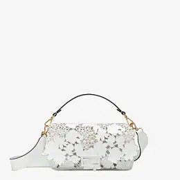 Embroidered white patent leather bag - BAGUETTE | Fendi | Fendi Online Store