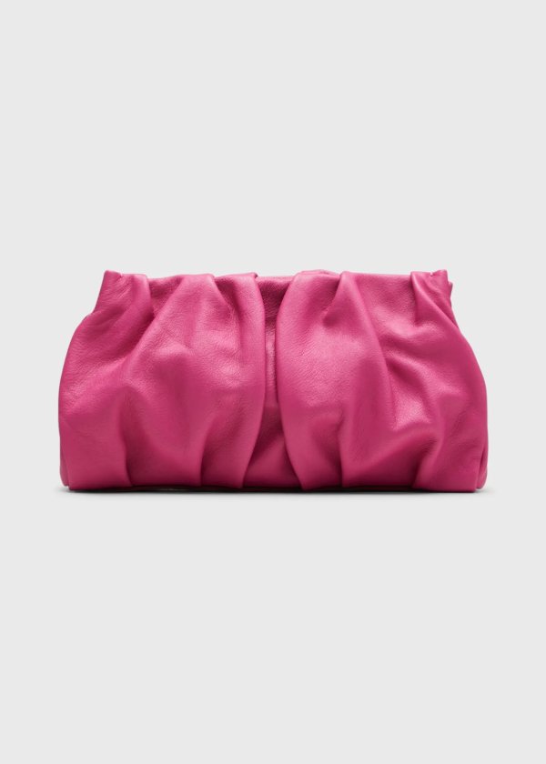 Vague Ruched Leather Clutch Bag
