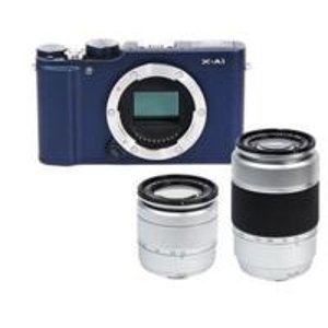 Fujifilm X-A1 Mirrorless Digital Camera (Blue Body) with 16-50mm Silver and XC 50-230mm F4.5-6.7 OIS Silver Lenses