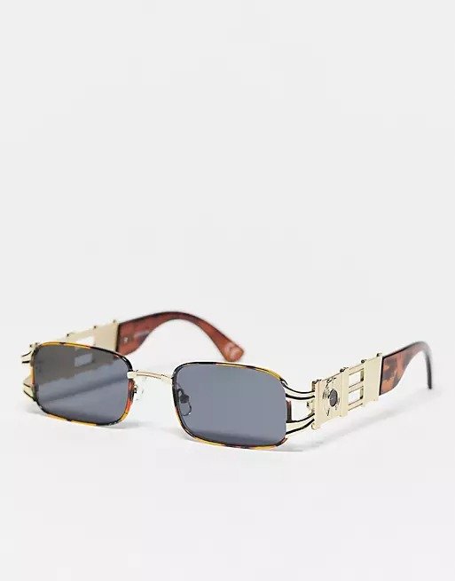 unisex 90s rectangle sunglasses in tort
