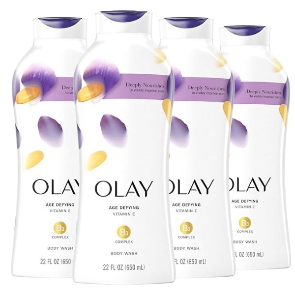 Body Wash for Women by Olay, Age Defying Vitamin E Body Wash, 22 Oz (4 Count)