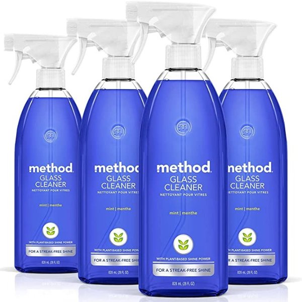 Glass Cleaner + Surface Cleaner, Mint, 28 Ounce, 4 Pack, Packaging May Vary
