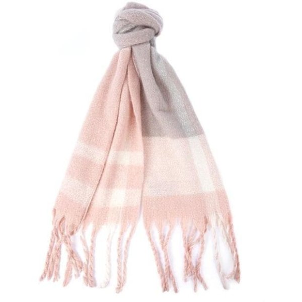 粉格纹围巾