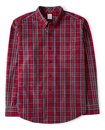Mens Matching Family Long Sleeve Plaid Poplin Button Up Shirt - Family Celebrations Red | Gymboree