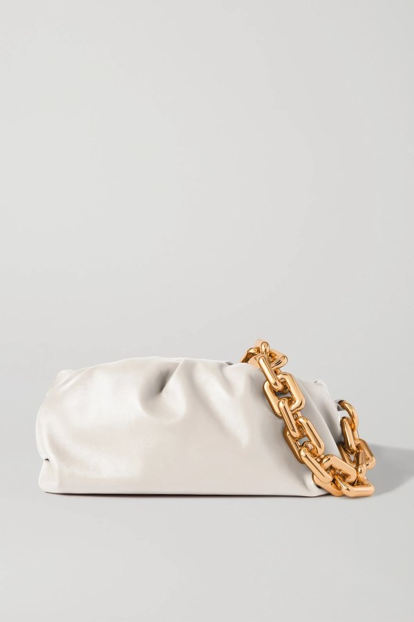 The Chain Pouch gathered leather clutch