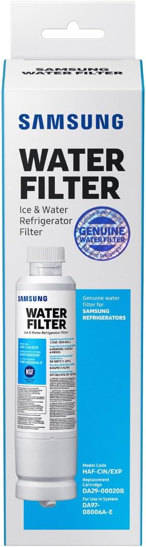 Amazon.com: SAMSUNG Genuine Filter for Refrigerator Water and Ice, Carbon Block Filtration for Clean, Clear Drinking Water, 6-Month Life, HAF-CIN/EXP, 1 Pack : Tools &amp; Home Improvement