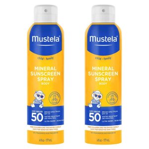 Mustela 矿物防晒SPF50喷雾两瓶装，全家可用 湿疹友好