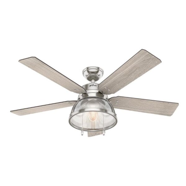 Large Room LED 52-in Brushed Nickel LED Indoor Ceiling Fan with Light Kit (5-Blade)
