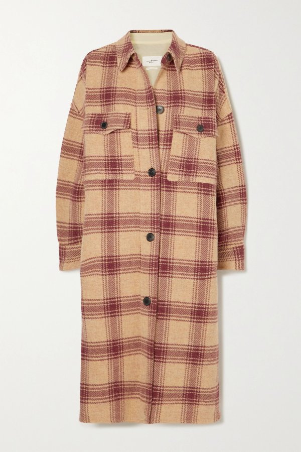 Fontiali oversized checked wool coat