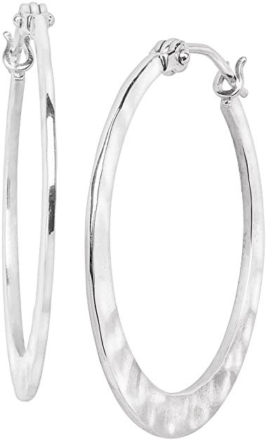 'Full Circle' Hammered Hoop Earrings in Sterling Silver