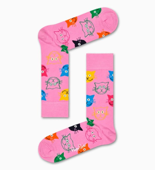 Fun & Cute Cat Socks - Pink | Happy Socks