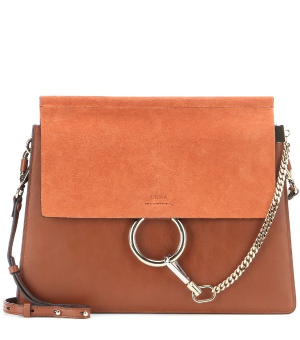 Faye leather and suede shoulder bag