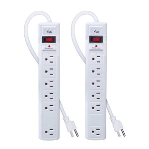 KMC 6-Outlet Surge Protector Power Strip, 2-Pack, 1200 Joules