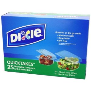 Dixie Quicktakes Disposable Food Storage Containers with Attached Lids, 25 Count