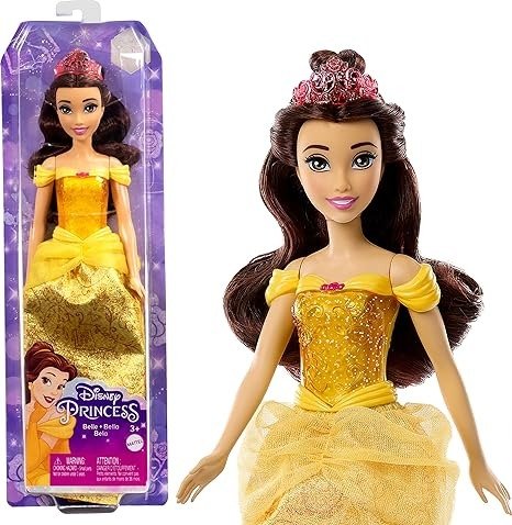 Disney Princess Dolls,Belle Posable Fashion Doll with Sparkling Clothing and Accessories,Disney Movie Toys