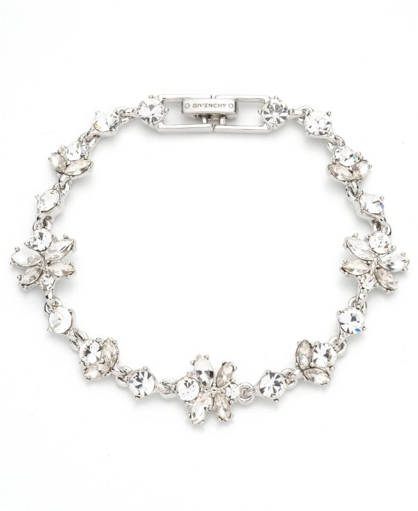 Silver-Tone Crystal Cluster Flex Bracelet