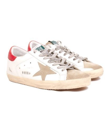 White & Beige Super Star Leather Sneaker - Men