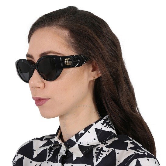 Grey Cat Eye Ladies Sunglasses GG0809S 001 52