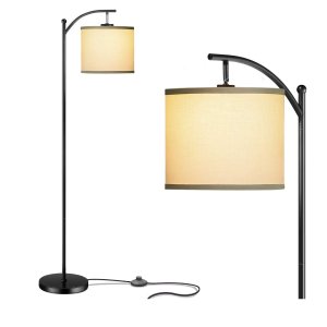 addlon Floor Lamp for Living Room with Beige Linen Lamp Shade and 9W LED Bulb