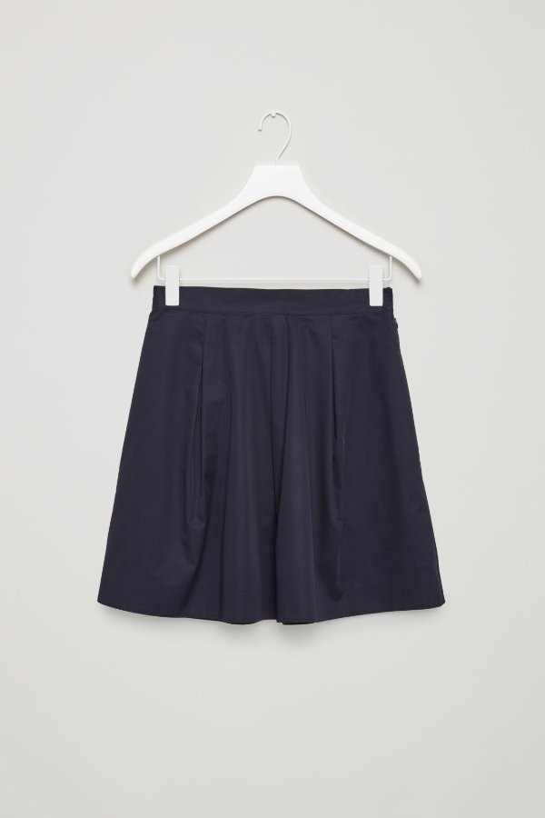 FLARED COTTON SKIRT - Navy - Skirts - COS