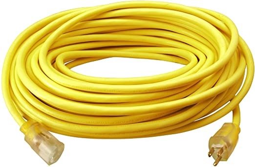2588SW0002 Outdoor Cord-12/3 SJTW Heavy Duty 3 Prong Extension Cord-for Commercial Use (50', Yellow), 50 Feet