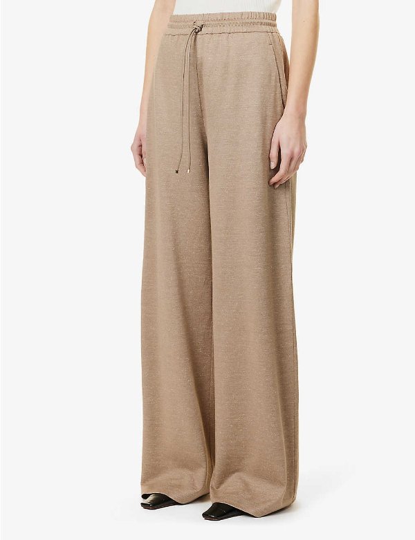 Eolie wide-leg mid-rise cotton-linen blend trousers