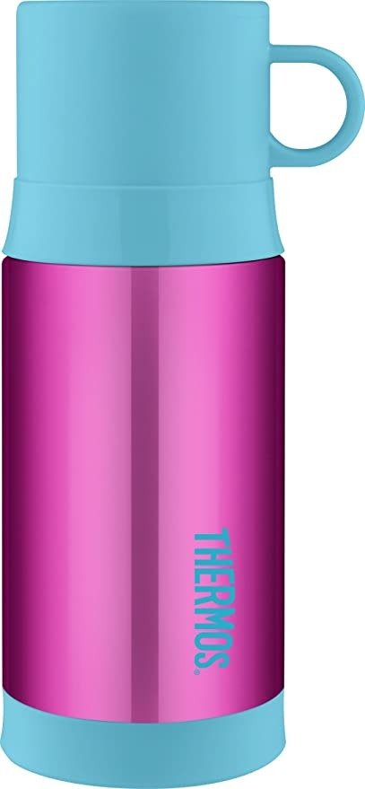 Funtainer 12 Ounce Warm Beverage Bottle, Pink/Teal