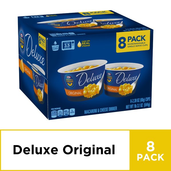 (2 pack) Kraft Deluxe Easy Mac Microwavable Macaroni and Cheese Cups, 8 Count Box