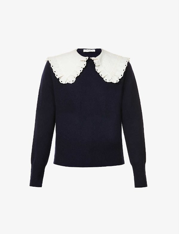 Sivane contrast-collar wool jumper