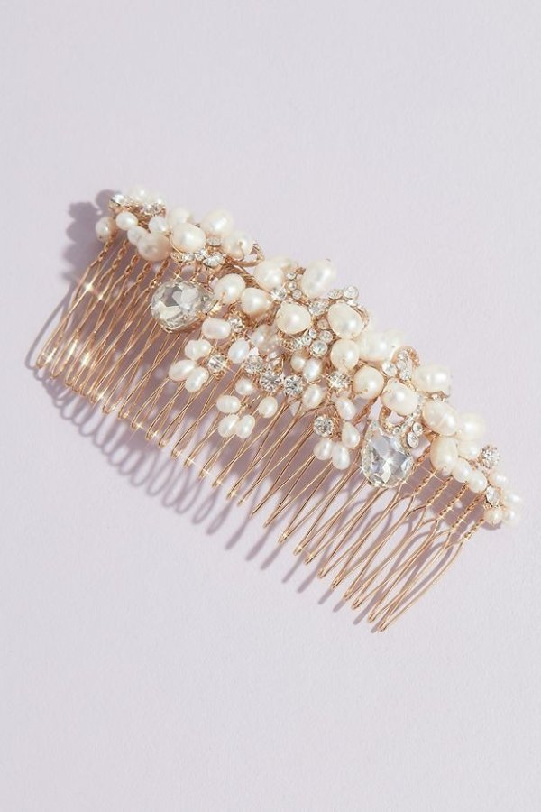 Dripping Pearls Comb with Crystals