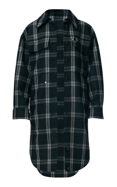Chester Plaid Oversized Wool-Blend Shirt Coat