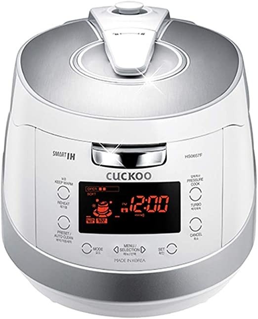 CRP-HS0657FW | 6-Cup (Uncooked) Induction Heating Pressure Rice Cooker | 11 Menu Options, Stainless Steel Inner Pot, Made in Korea | White