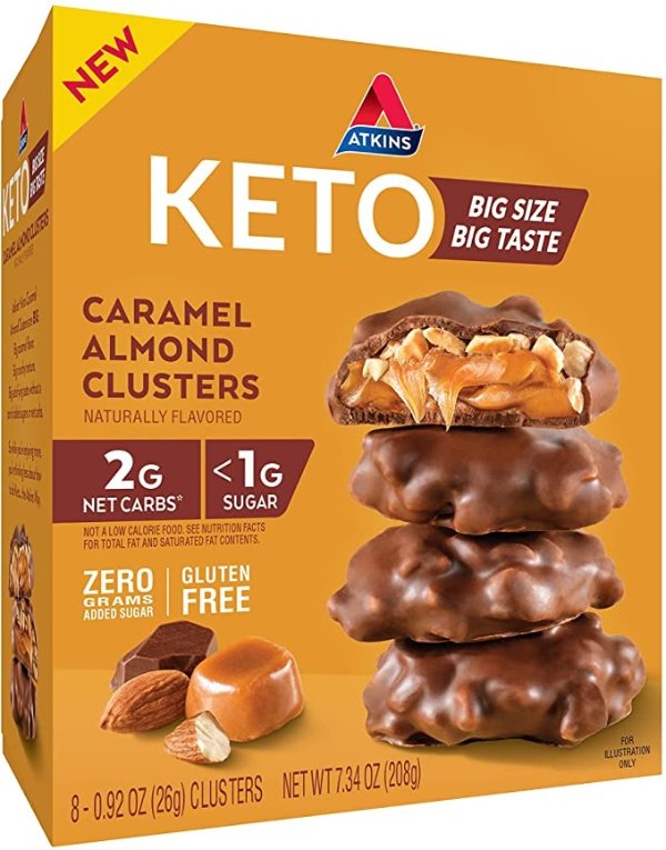 Keto Caramel Almond Clusters, Keto-Friendly, 8 Count