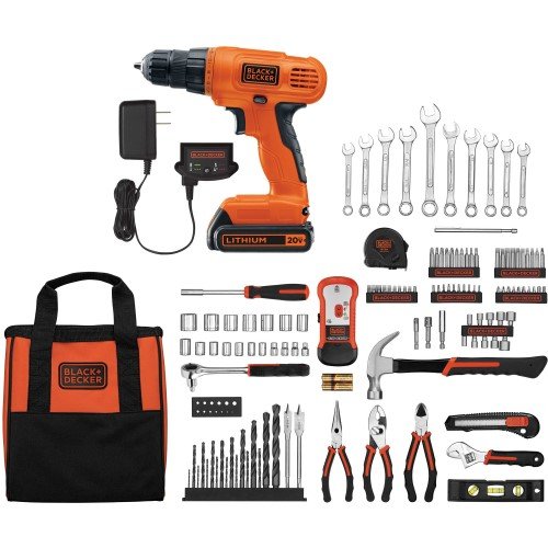 BLACK+DECKER LD120128PKWM 20V Lithium Drill/Driver with 128-Piece Project Kit