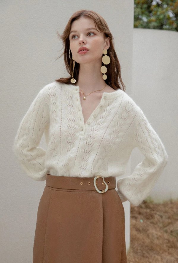 Paisley Mohair Sweater - Ivory