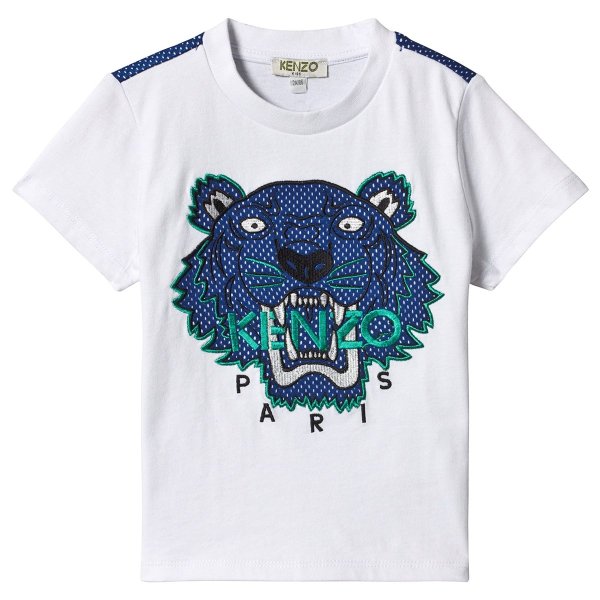 White Embroidered Tiger and Airtex Tiger T-Shirt | AlexandAlexa