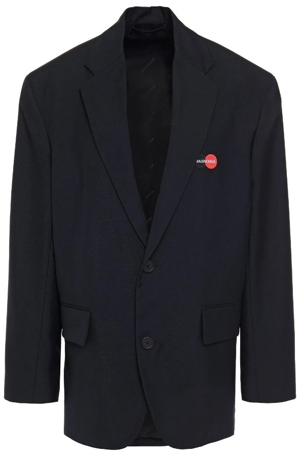 Uniform oversized embroidered wool-blend twill blazer