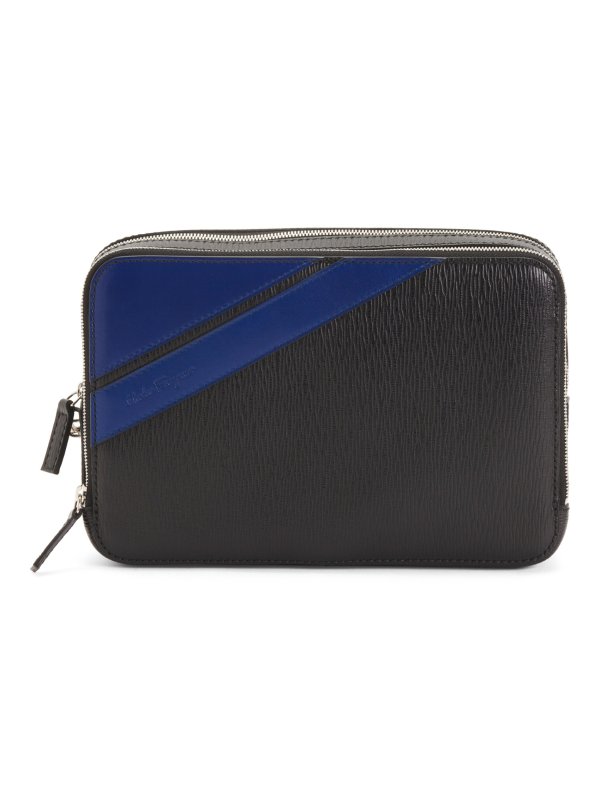 Made In Italy Contrast Stripe Leather Bag