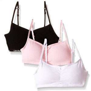 Calvin Klein Big Girls' Removable Pad Rouched Bra (Pack of 3)